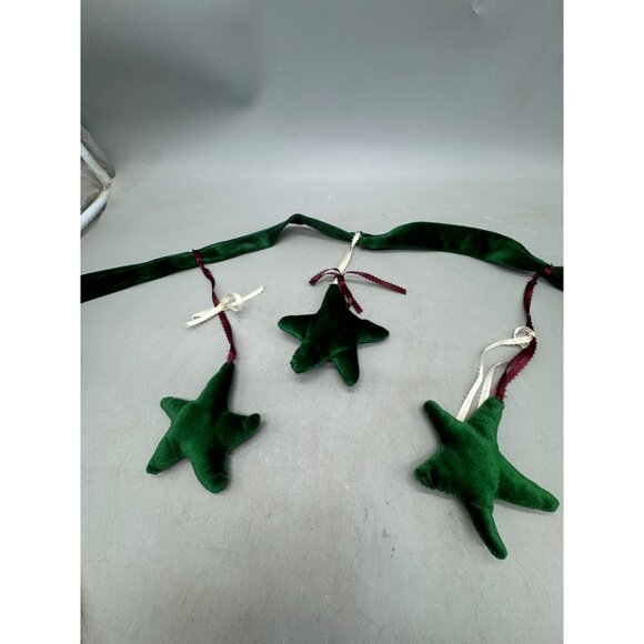 Christmas Green Velvet Star Garland With Ribbon Accents or Archway Doorway READ - Picture 4 of 6